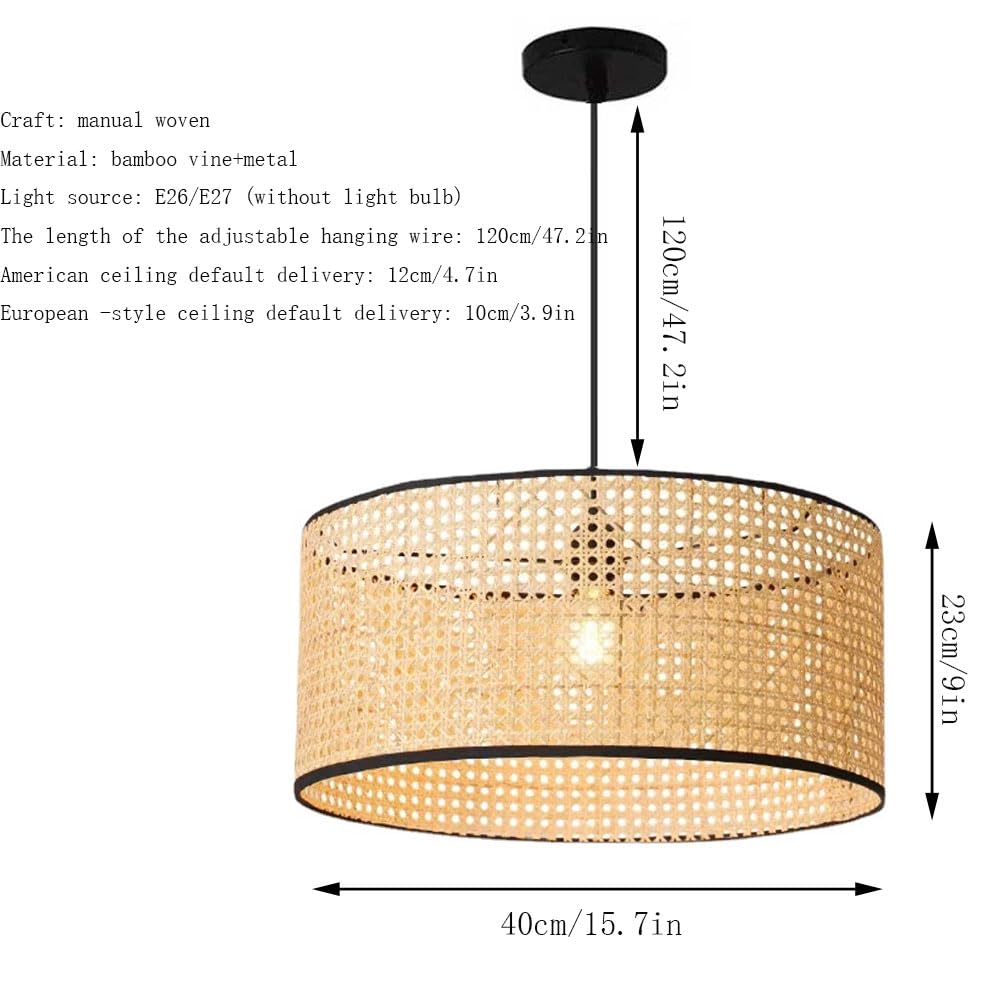 Pendant Light,Vintage Farmhouse Bamboo Cone Chandeliers,Modern Retro Boho