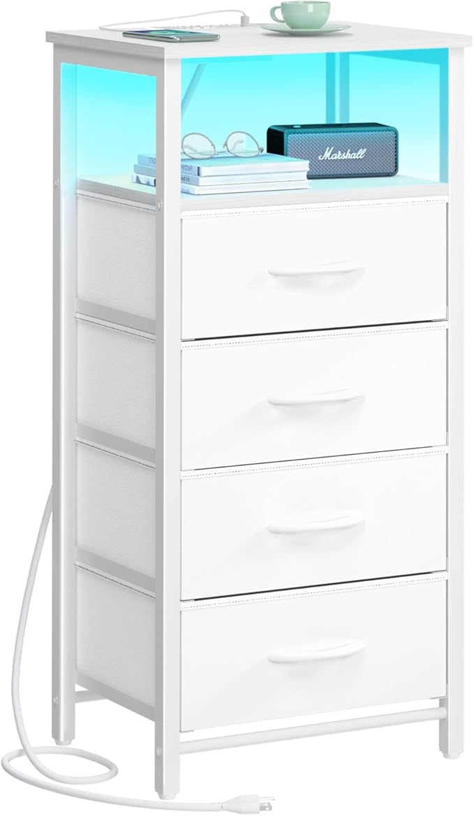 Small Dresser for Bedroom, LED Nightstand