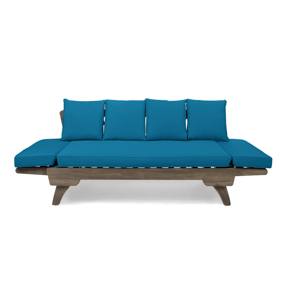 Aldrich Outdoor Acacia Wood Expandable Daybed with Water Resistant Cushions