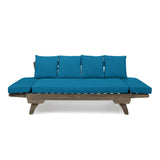 Aldrich Outdoor Acacia Wood Expandable Daybed with Water Resistant Cushions