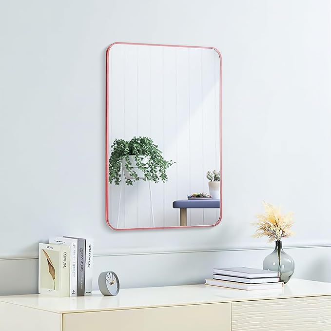 47x14 Mirror Full Body Length Door Hanging or Wall Mounted Metal Frame Dressing Mirrors for Entryway Girl Bedroom Bathroom Living Room 47 14 inch Pink Rose Gold