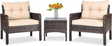 3 Piece Outdoor Patio Furniture Set, Wicker Chairs Set