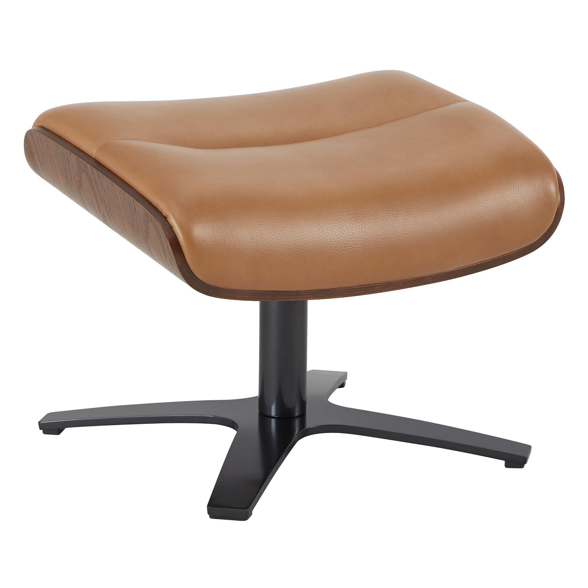 Genuine Leather Reclining Swivel Chair with Adjustable Headrest and Ottoman for Living