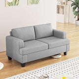 62" Loveseat Couch, Beige Linen Sofa, Modern Deep Seat Sofa for Living Room