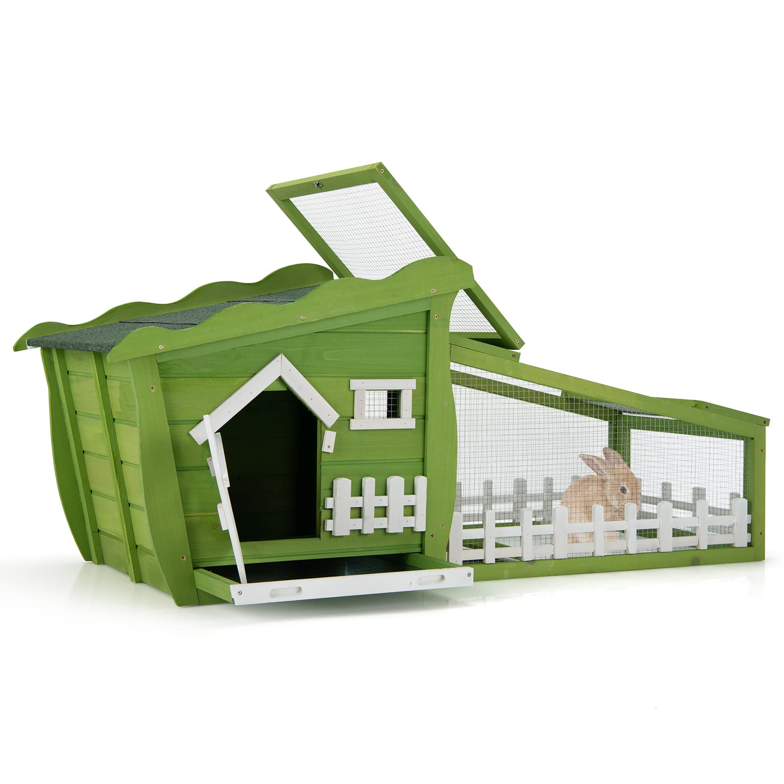 62 Inch Wooden Rabbit Hutch, Outdoor Chicken Coop
