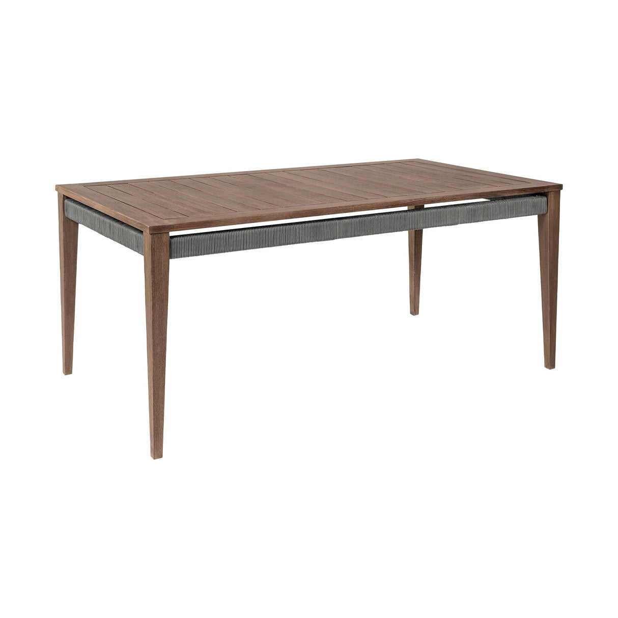 Orbit Modern Outdoor Patio Dining Table, Weathered Dark Gray Eucalyptus