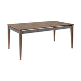 Orbit Modern Outdoor Patio Dining Table, Weathered Dark Gray Eucalyptus