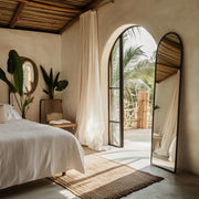 Look at You Oversized Arched Mirror 78x46 - Black Thin Frame, Explosion-Proof Glass, Full-Length with Stand