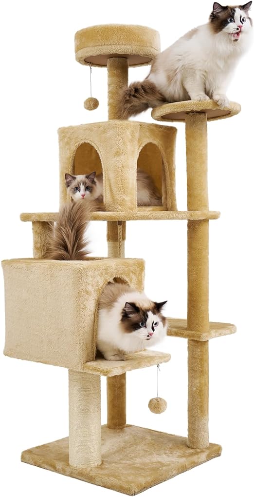 Cat Tree Cat Tower for Indoor Cats with Green Leaves