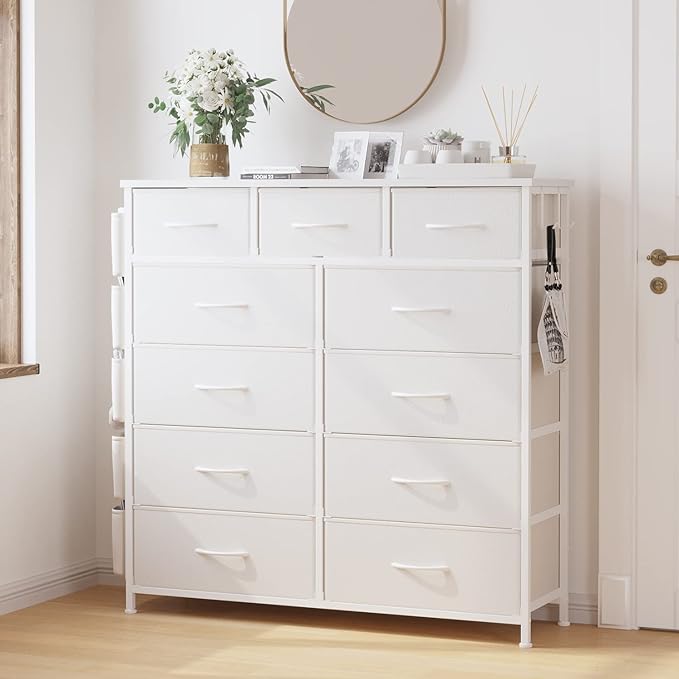 Dresser for Bedroom with 11 Drawer, Dressers & Chests of Drawers with Side Pockets,