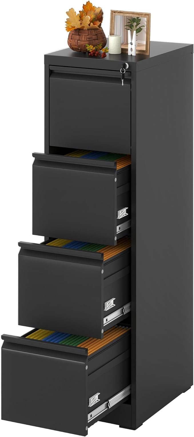 Vertical File Cabinet with Drawer, 4 Drawer File Cabinet with Lock, Filing Cabinets