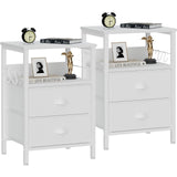 Nightstands Set 2, End Table with 2 Fabric Drawers, Bedside Table