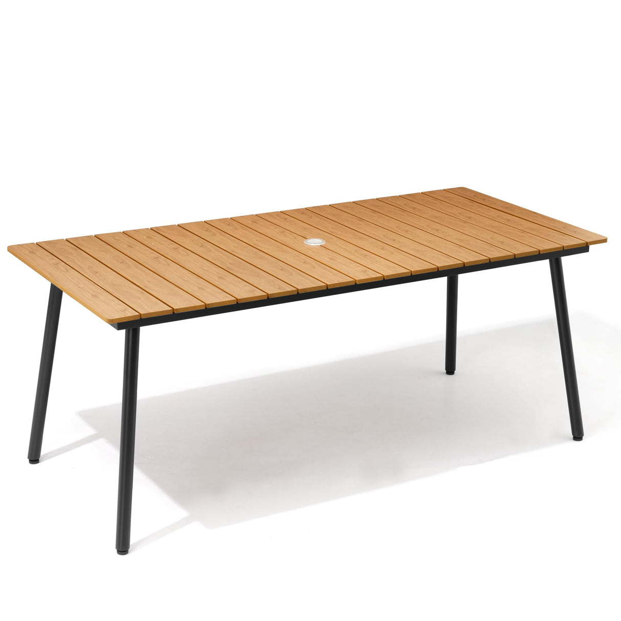 Outdoor Dining Table, 70inch Patio Dining Table with Wooden-Like Top and Aluminum Frame