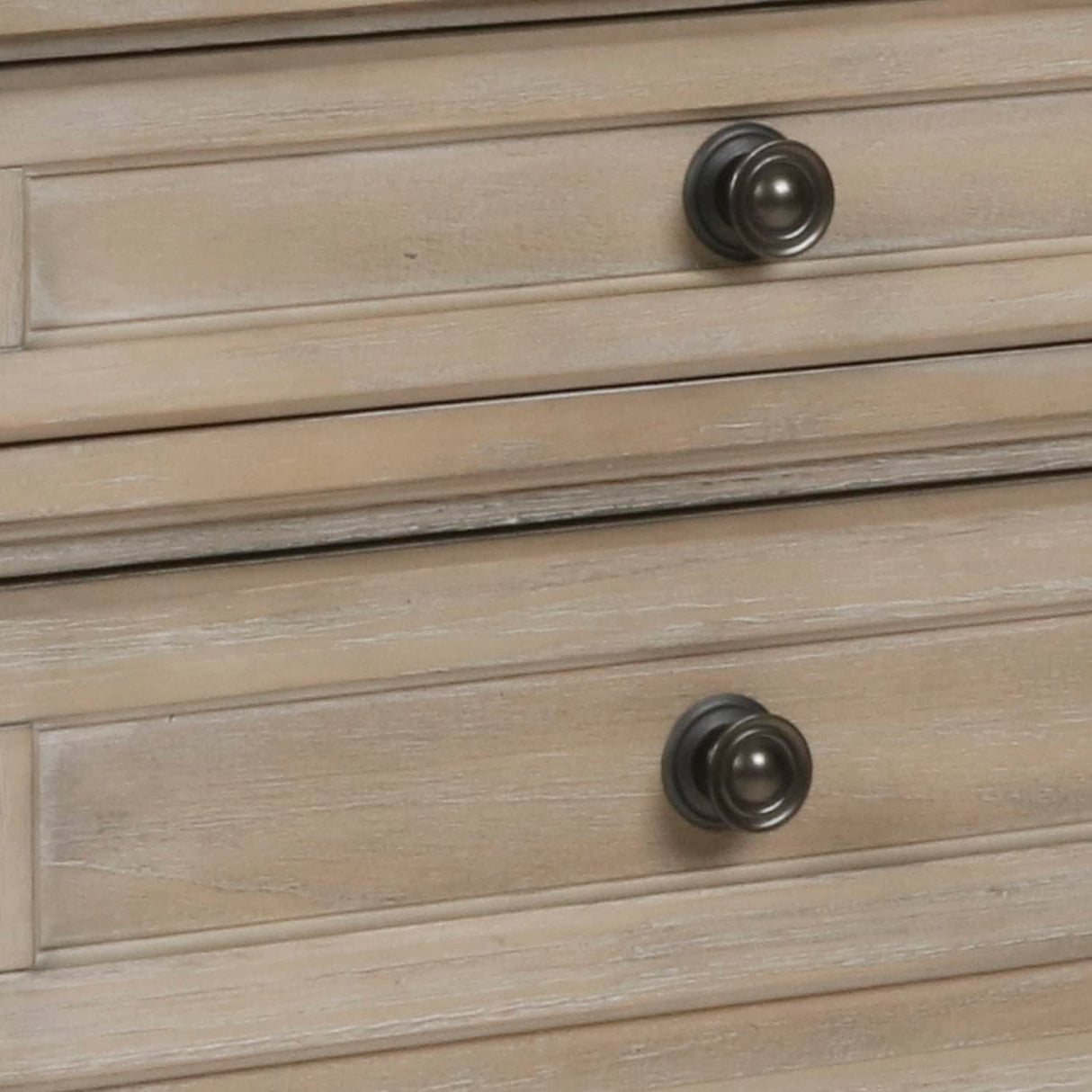 Drawer Wooden Nightstand with Round Knobs and Bun Feet, Weathered Brown