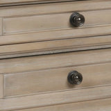Drawer Wooden Nightstand with Round Knobs and Bun Feet, Weathered Brown