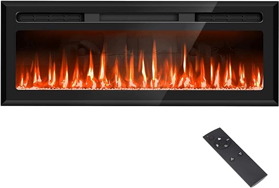 60 Inch Electric Fireplace Recessed and Wall Mounted