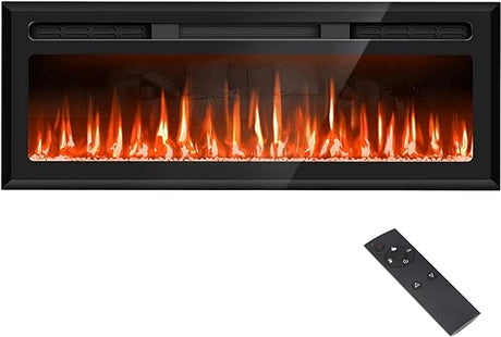 60 Inch Electric Fireplace Recessed and Wall Mounted