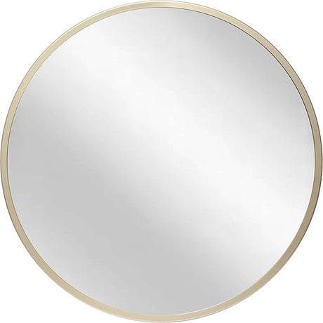 24 inch Round Mirror, Matte Metal Frame, Modern Decorative Mirror for Living Room