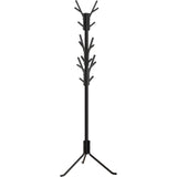 Standing Coat and Hat Hanger Organizer Tree Shaped Rack, 18 Hooks, Black