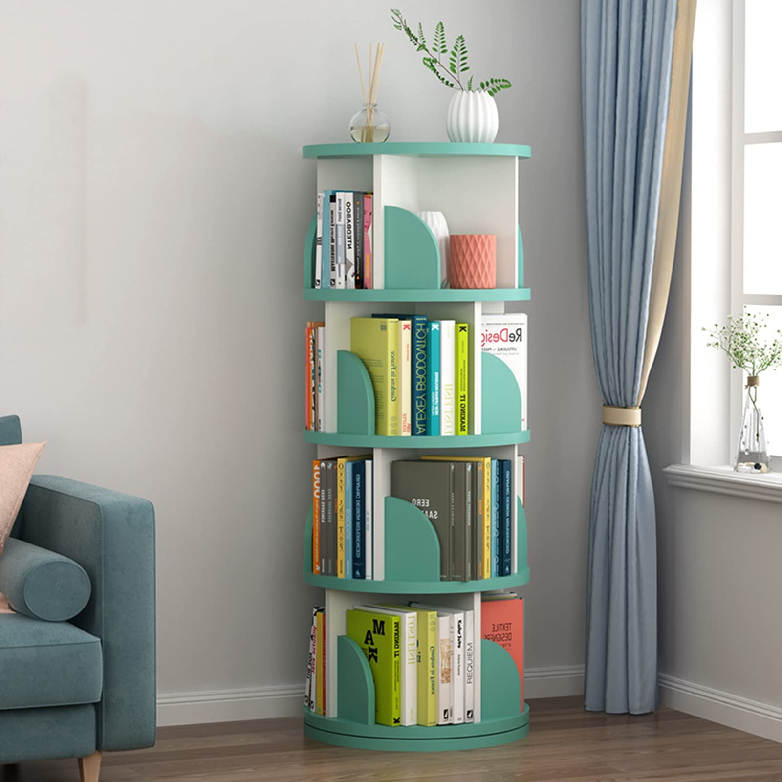 Bookcases Bookshelf 360° Rotatable Height Adjustable Bookshelf 3/4/5/6 Layer Shelf