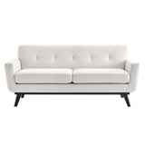 Engage Herringbone Fabric Loveseat, Ivory