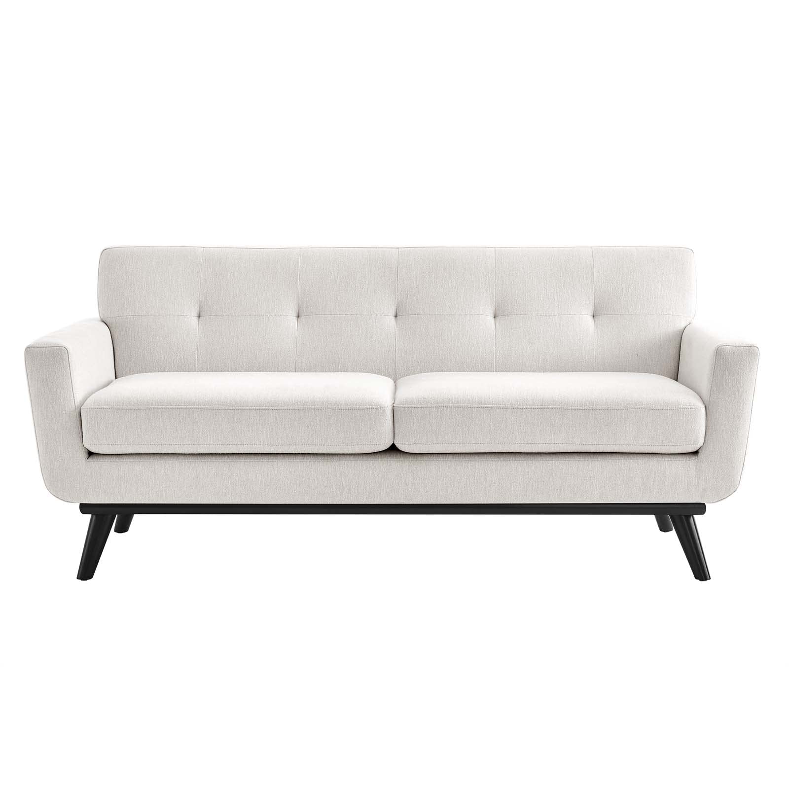Engage Herringbone Fabric Loveseat, Ivory