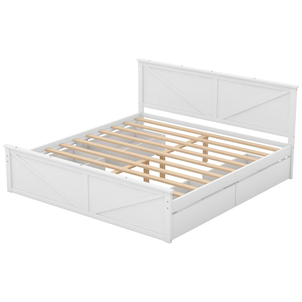 King Size Wooden Platform Bed White