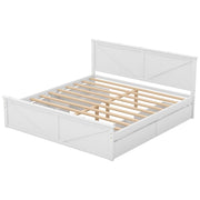 King Size Wooden Platform Bed White