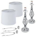 Retro Traditional Table Lamps Set of 2, Spiral Cage Design Chrome