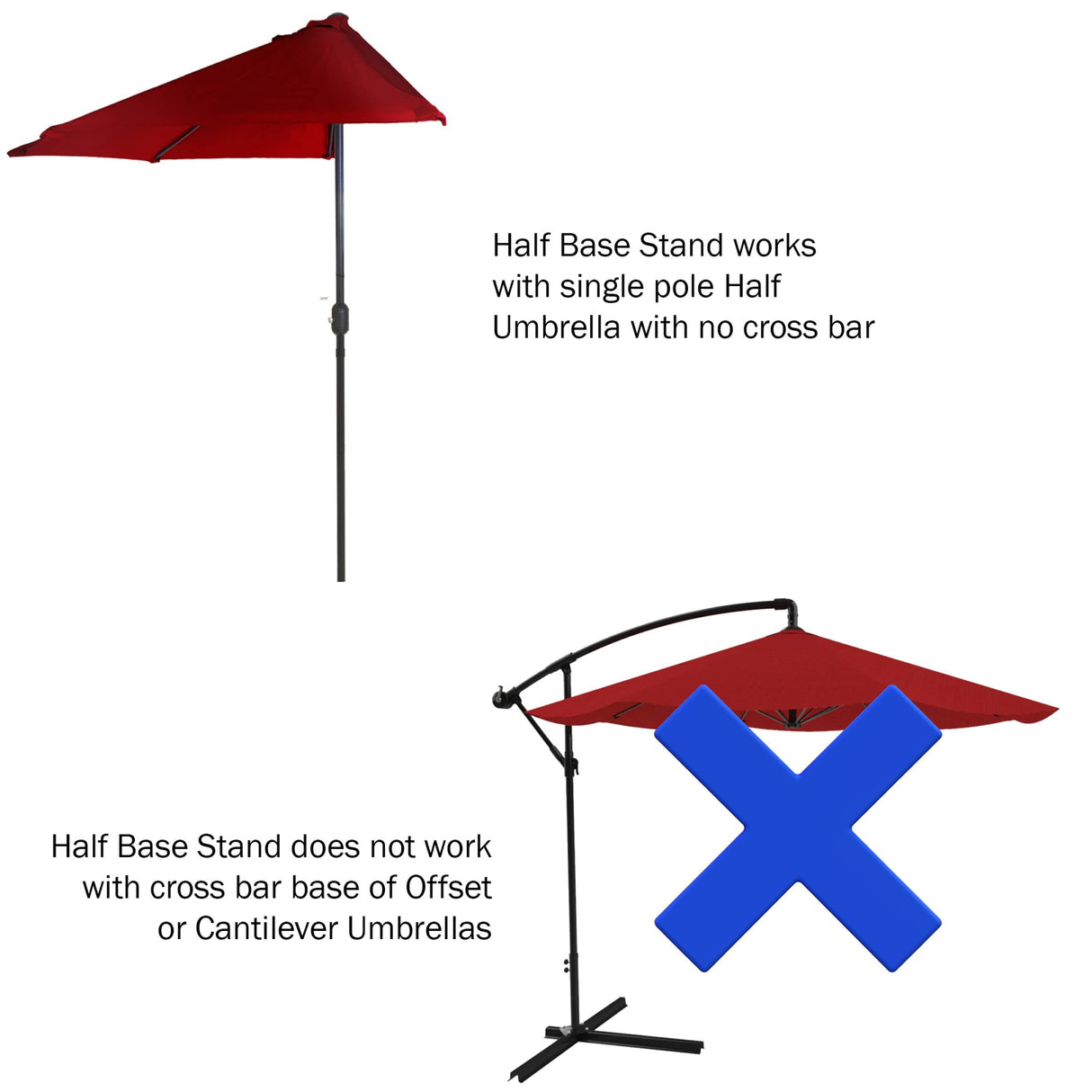 50-146 20 Pound Base 20 Pound Half Round Patio or Deck Umbrella