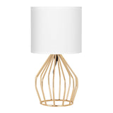 Gold Table Lamp - Modern Style Desk Lamp with Hollowed Out Base Linen Fabric Shade,