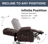 Infinite Position Power Lift Chair Lay Flat Recliner Dual Motor Sleeper Chair with Massage