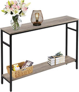 Narrow Console Table, 47 Inch Sofa Table with Adjustable Shelf, 2-Tier Long Skinny Table for Hallway,