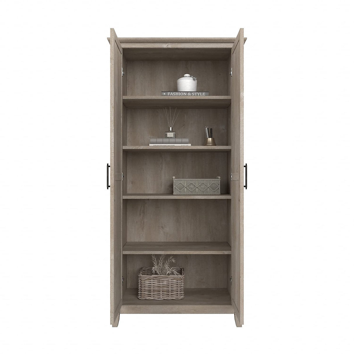 Key West Tall Storage Cabinet with Doors in Washed Gray