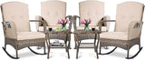 3-Piece Patio Furniture Set,Outdoor Rocking Chairs Set of 2, Patio Conversation Set