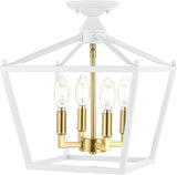 JYL7610B Plains Mini Lantern 12" 4-Light Iron Modern Farmhouse LED Flush Mount,