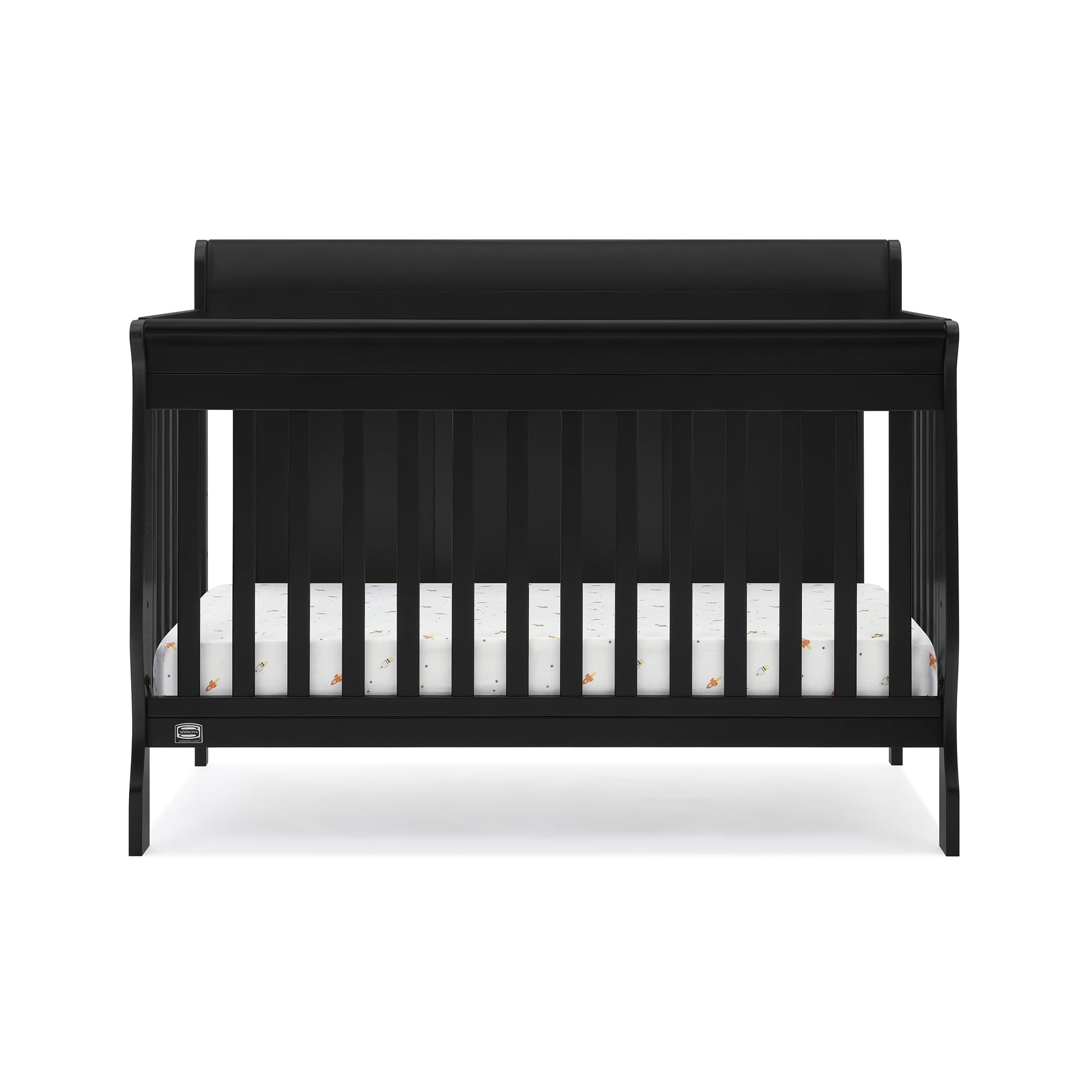 Simmons Kids Carter 6-in-1 Convertible Crib - Greenguard Gold Certified, Black Ebony