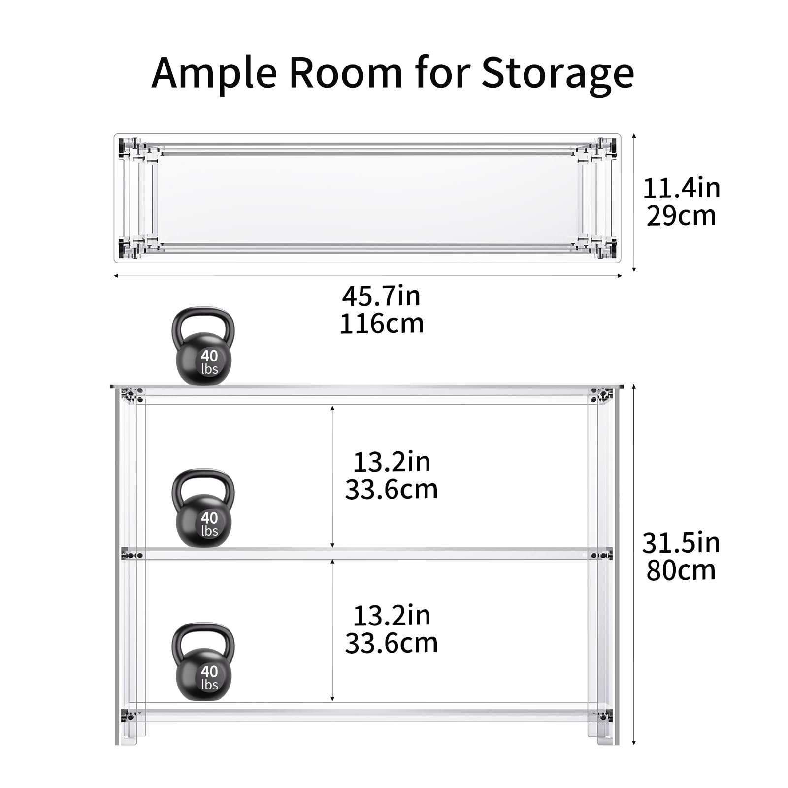 3-Tier Acrylic Console Table with Storage Shelves