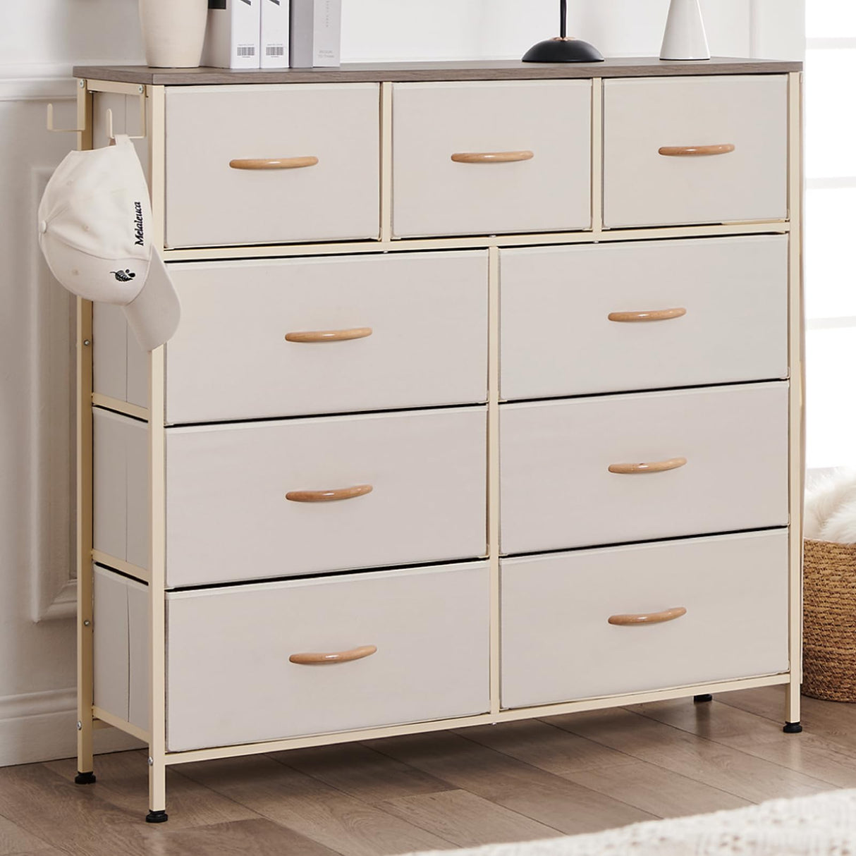 Dresser for Bedroom with 9 Drawers, Fabric Dresser Organizer Units