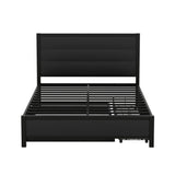 Metal Full Size Metal Platform Bed Frame with Twin Size Trundle and 2 Drawers for Kids