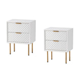 Modern 2-Drawer Nightstand Set of 2, Contemporary Side Table, Retro-Inspired