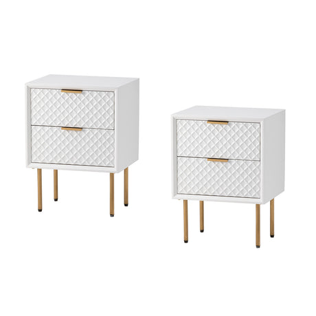 Modern 2-Drawer Nightstand Set of 2, Contemporary Side Table, Retro-Inspired