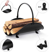 GARDEN & HOME Fireplace Log Holder Indoor Firewood Carrier Metal