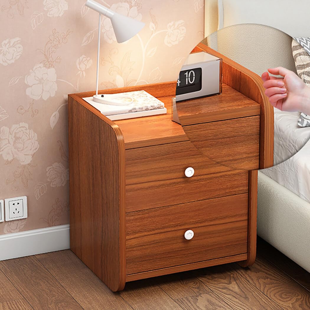 Dustproof Drawer-Equipped Nightstand with Storage Bin