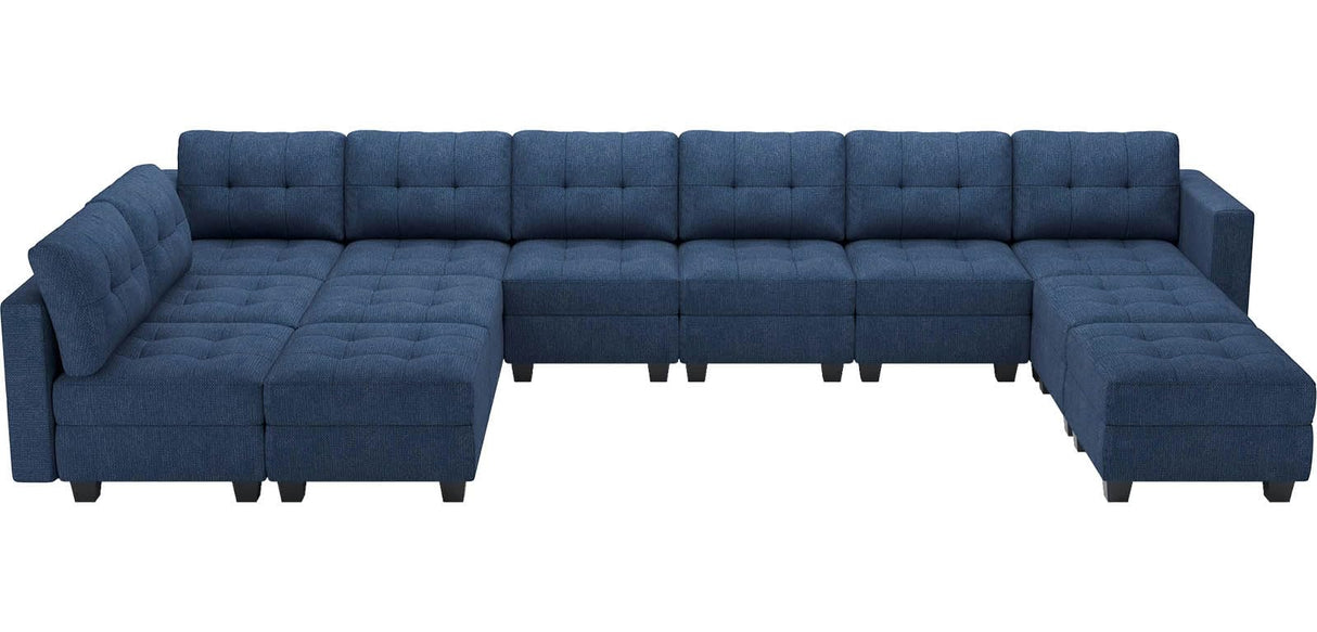 Modular Sectional Sofa Couch Oversied U Shaped Sofa Set with Storage Seats Convertible Sectional Sleeper Sofa with Reversible Chaise Blue