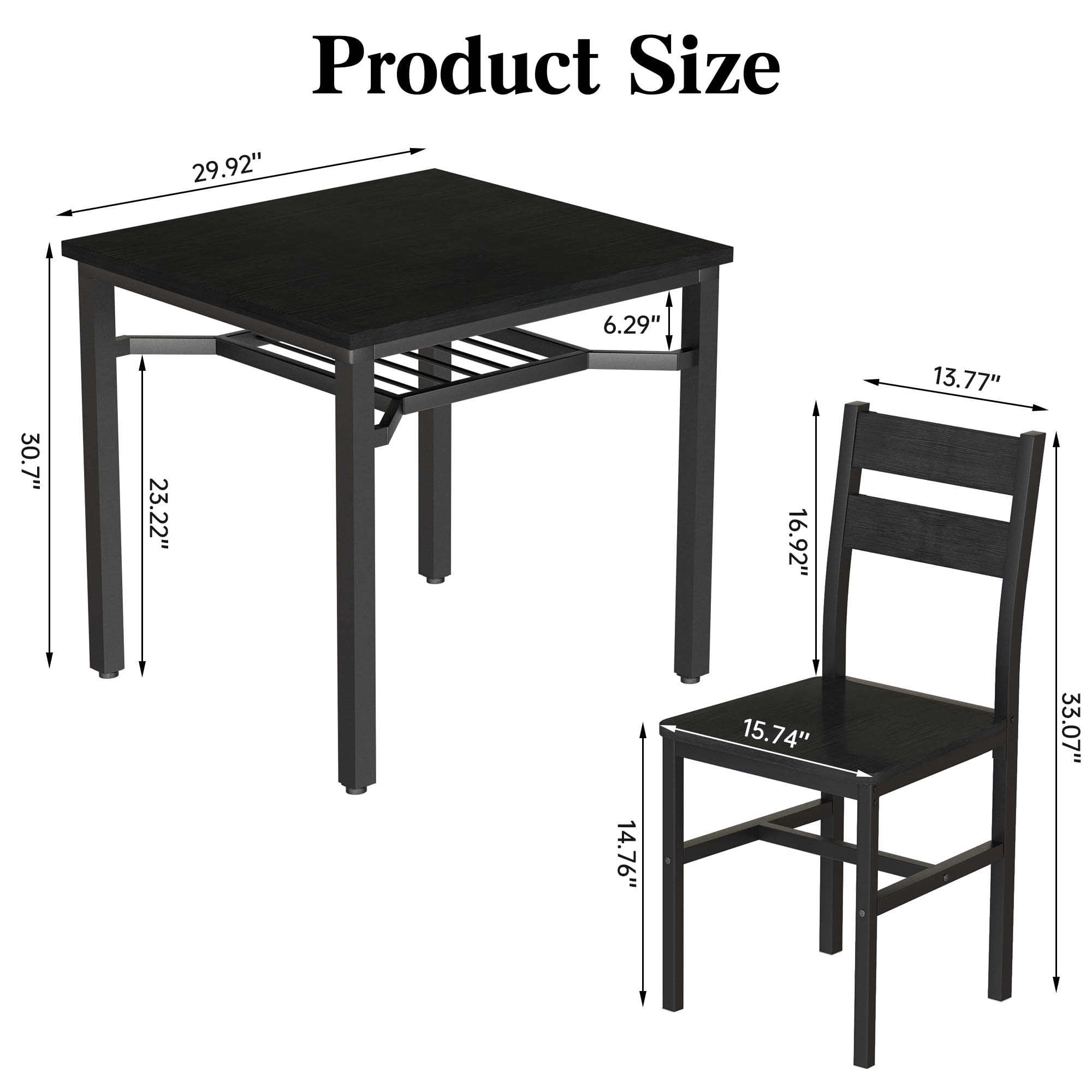 3-Piece Dining Table Set for Small Spaces with Storage