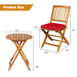 3Pcs Patio Bistro Set, Wood Folding Table Set