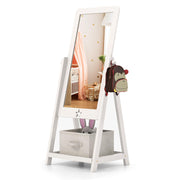 Freestanding Kids Mirror, Non-Glass Shatterproof Toddler Dressing Mirror