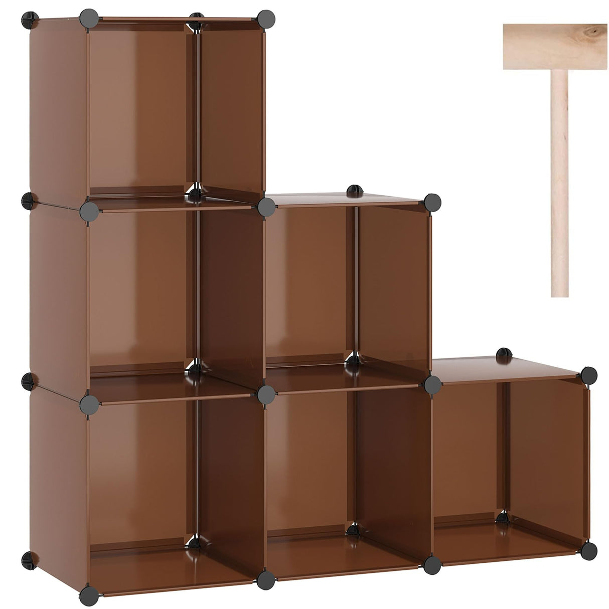 Cube Storage Organizer, 6-Cube Shelves Units, Closet Cabinet, DIY Plastic Modular Book Shelf, Ideal for Bedroom, Living Room, Office, 36.6" L x 12.4" W x 36.6" H Cocoa UPCS06C