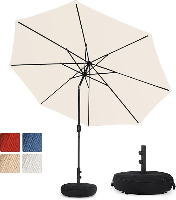 Olefin 5-Year-Non-Fading 10FT Patio Umbrella with Sand Bag Base, Outdoor Umbrella
